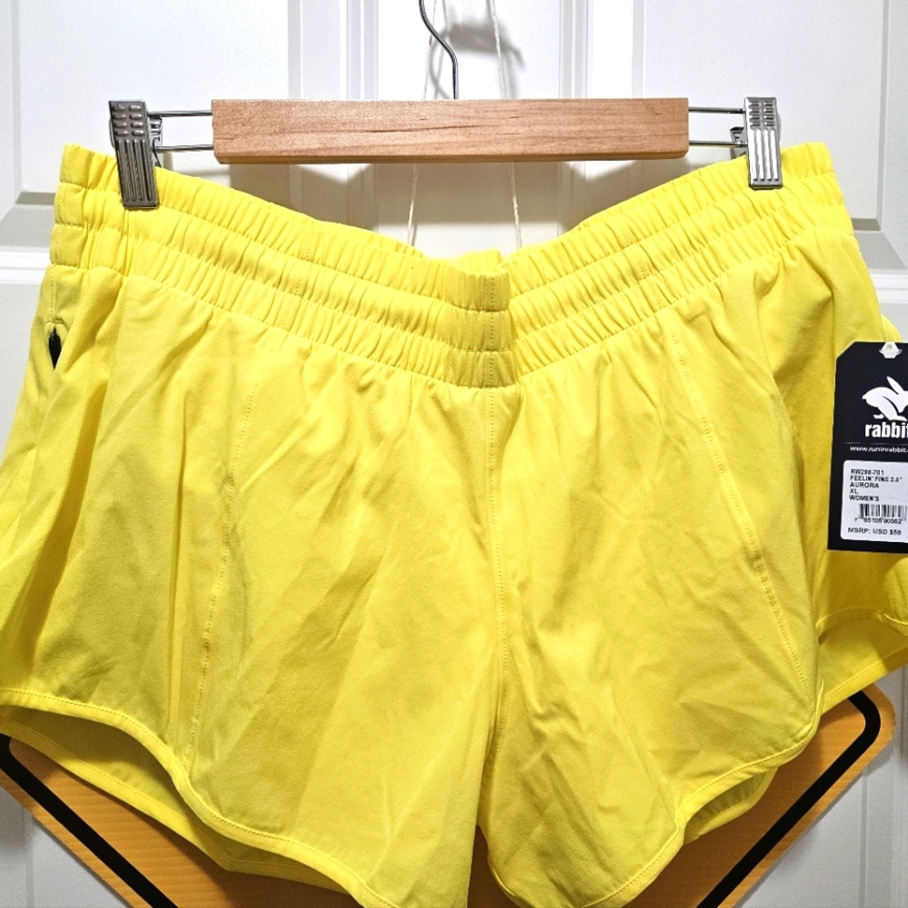 Rabbit Feelin' Fine 2.5" Shorts Aurora Yellow XL NWT